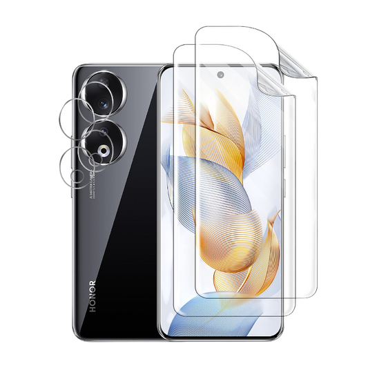 Zaščita zaslona GIOPUEY + zaščita za kamero (2+2) za Honor 90 5G – Infostyle
