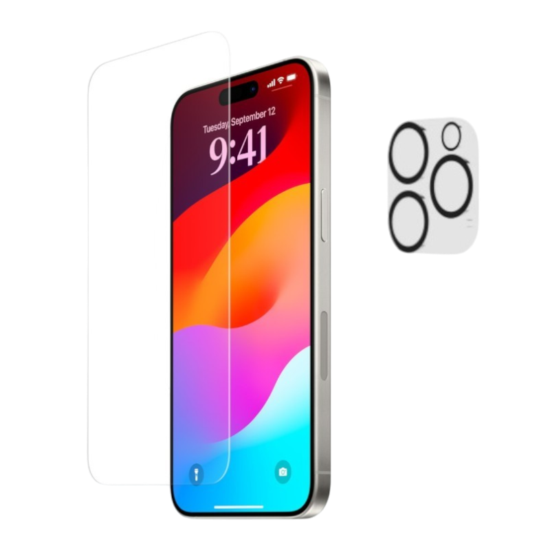 Zaščitno steklo + zaščita za kamero za iPhone 15 Pro – Infostyle