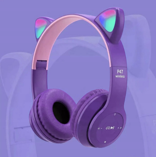 Naglavne brezžične slušalke "Cat Ears P47M" – Infostyle – Vijolična