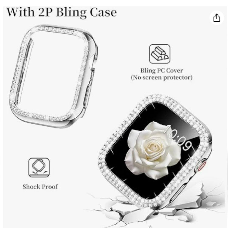 Pašček in ovitek ''Glitter'' za Apple Watch Series SE 2, SE 6/5/4, 44mm – Infostyle