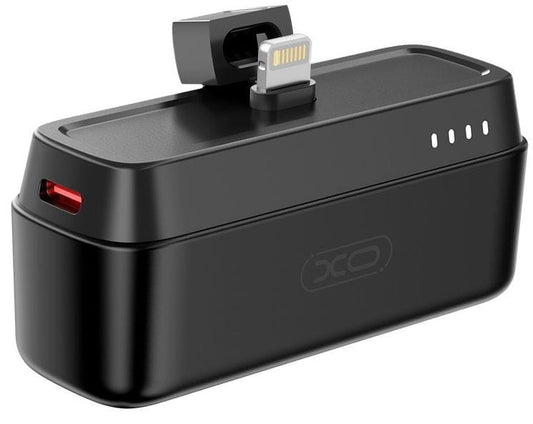 Mini power bank XO PR244 z Lightning, 5000 mAh, 20W – črn