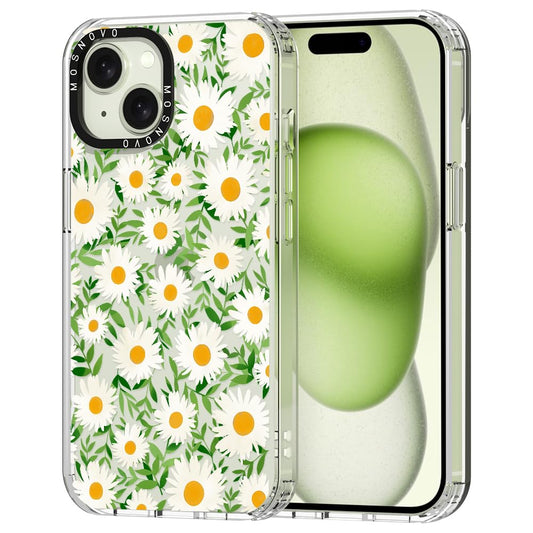 MOSNOVO ovitek za iPhone 15 Plus Daisy, cvetlični motiv marjetic z zaščito telefona pred praskami in udarci