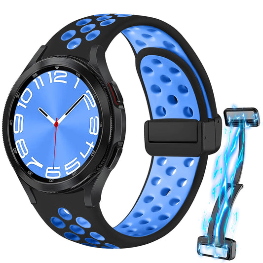 Pašček za Samsung Galaxy Watch 6/5/4 – 40 mm / 44 mm | črno-modra silikonska zapestnica