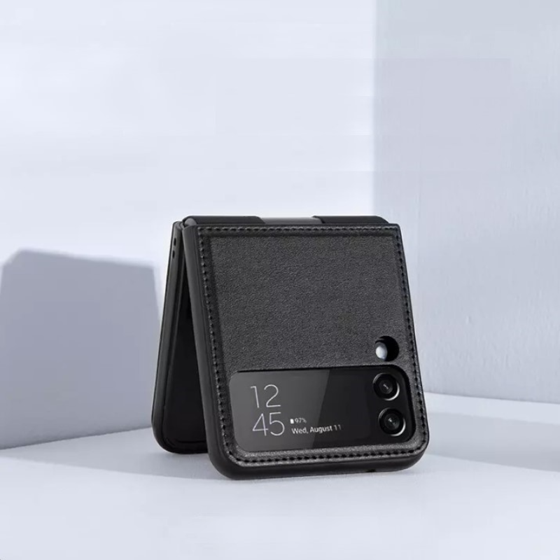 Ovitek "QIN" iz veganskega usnja za Samsung Galaxy Z Flip 3 5G - črna – Nillkin – Črna / Vegansko usnje
