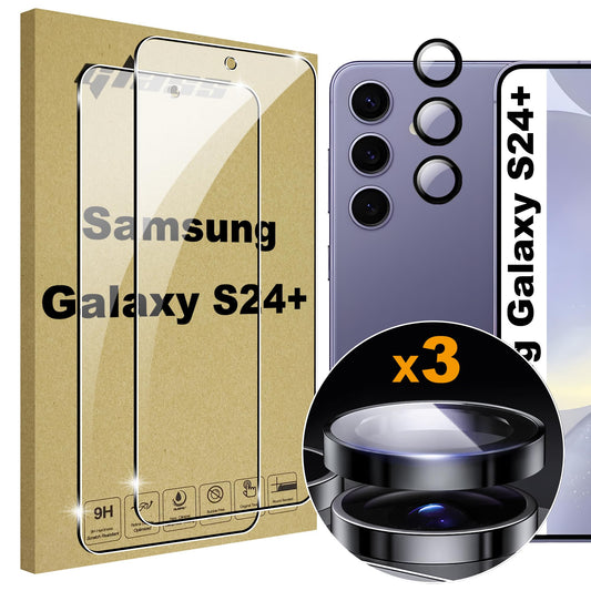 Lemxiee 9H protective glass for Samsung Galaxy S24 Plus + camera protection (2+3 pcs)