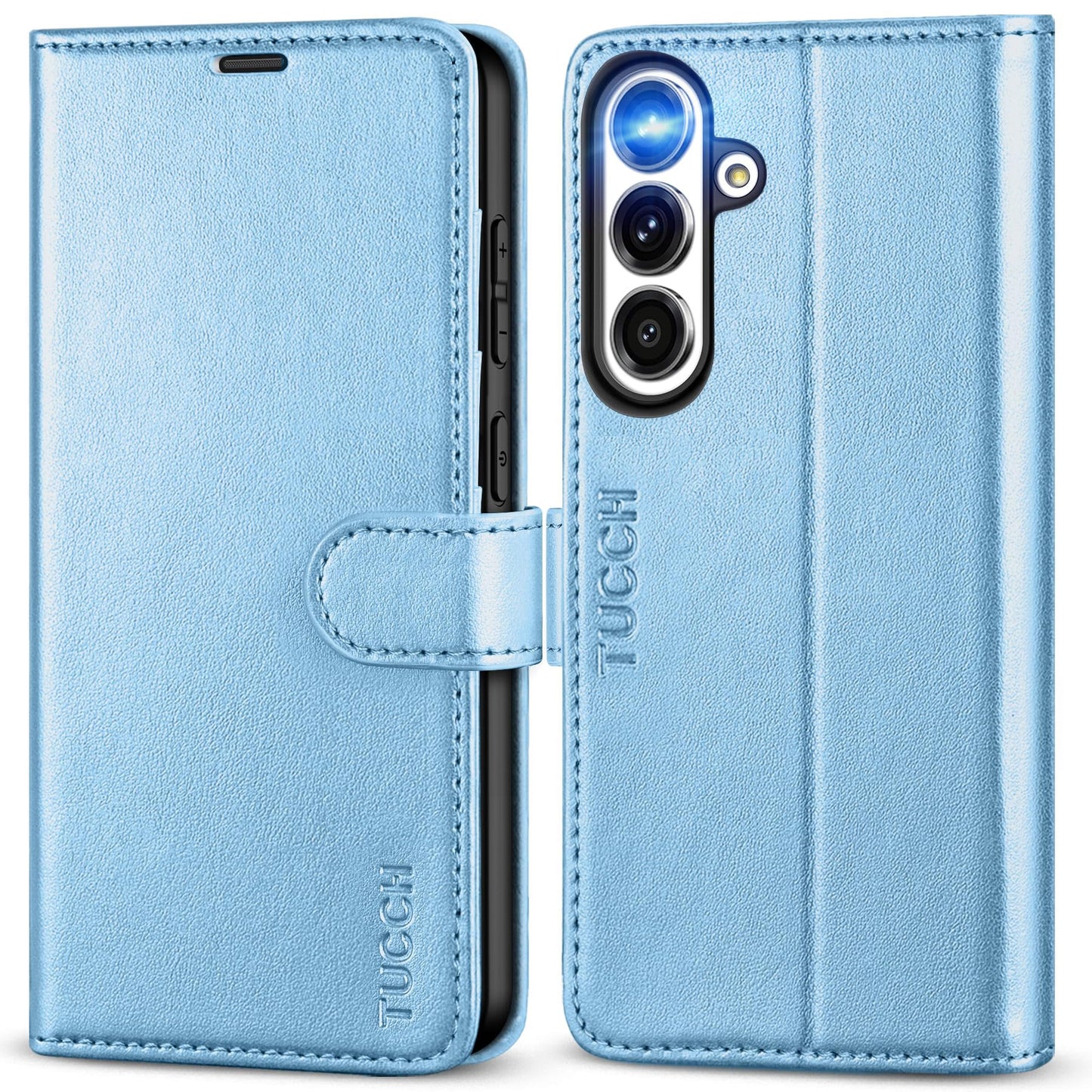 Preklopna torbica TUCCH Samsung Galaxy S25 Plus sijoča svetlo modra
