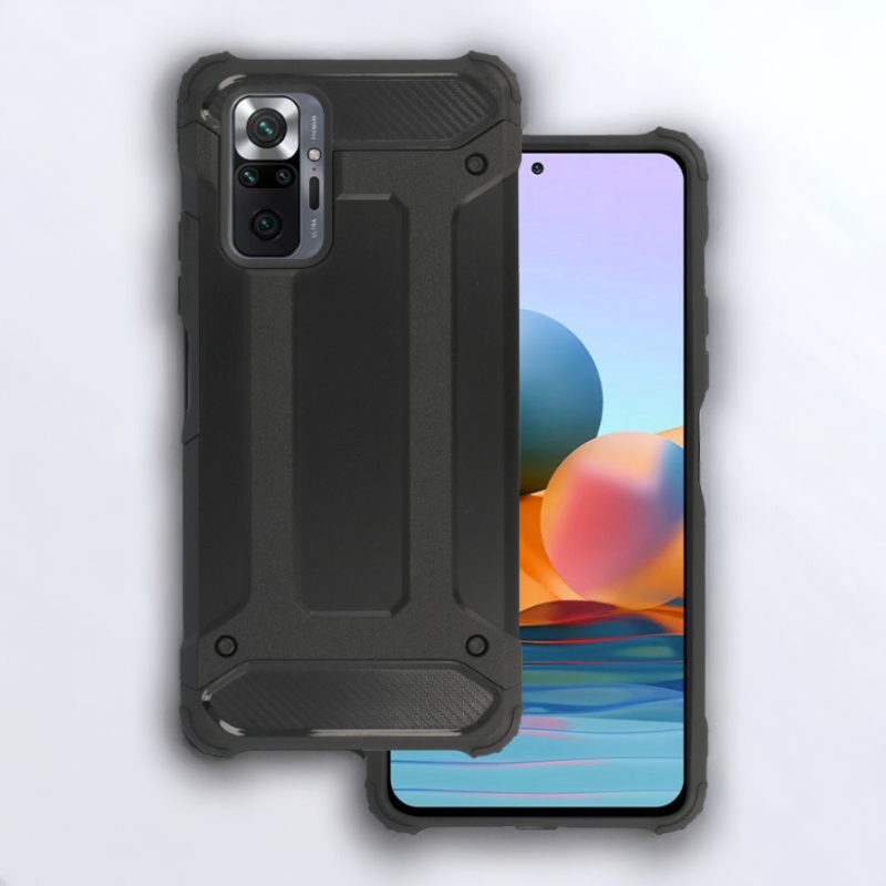 Silikonski ovitek "armor carbon" za Xiaomi Redmi Note 10 Pro - Črna – Infostyle – Črna / PC + TPU silikon