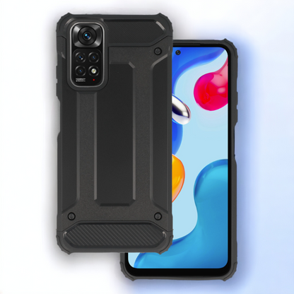 Silikonski ovitek "armor carbon" za Xiaomi Redmi Note 11 - Črna – Infostyle – Črna / PC + TPU silikon