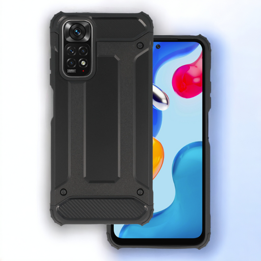 Silikonski ovitek "armor carbon" za Xiaomi Redmi Note 11s - Črna – Infostyle – Črna / PC + TPU silikon