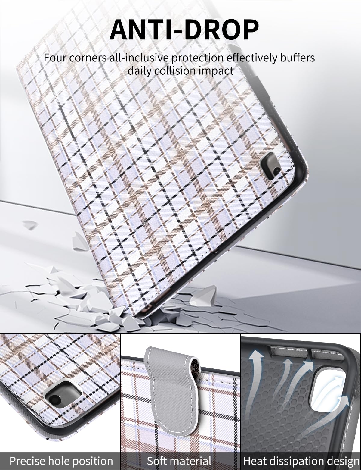 Ovitek za iPad 10.2 (9./8./7. Generacija) / iPad Air 3 / iPad Pro 10.5 z Držalom za Pisalo, Bel Karo Vzorec
