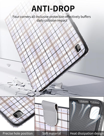 Ovitek za iPad 10.2 (9./8./7. Generacija) / iPad Air 3 / iPad Pro 10.5 z Držalom za Pisalo, Bel Karo Vzorec