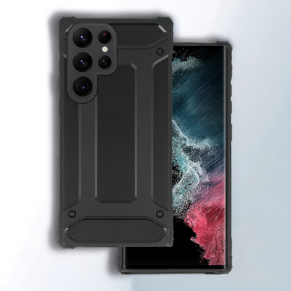 Silikonski ovitek "armor carbon" za Samsung Galaxy S23 Ultra - Črna – Infostyle – Črna / PC + TPU silikon