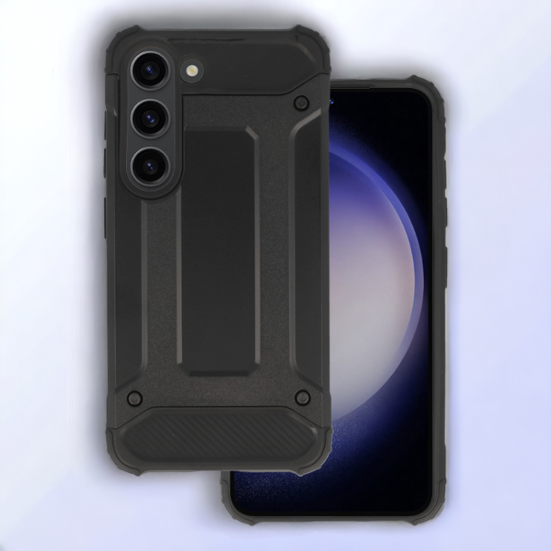 Silikonski ovitek "armor carbon" za Samsung Galaxy S23 - Črna – Infostyle – Črna / PC + TPU silikon