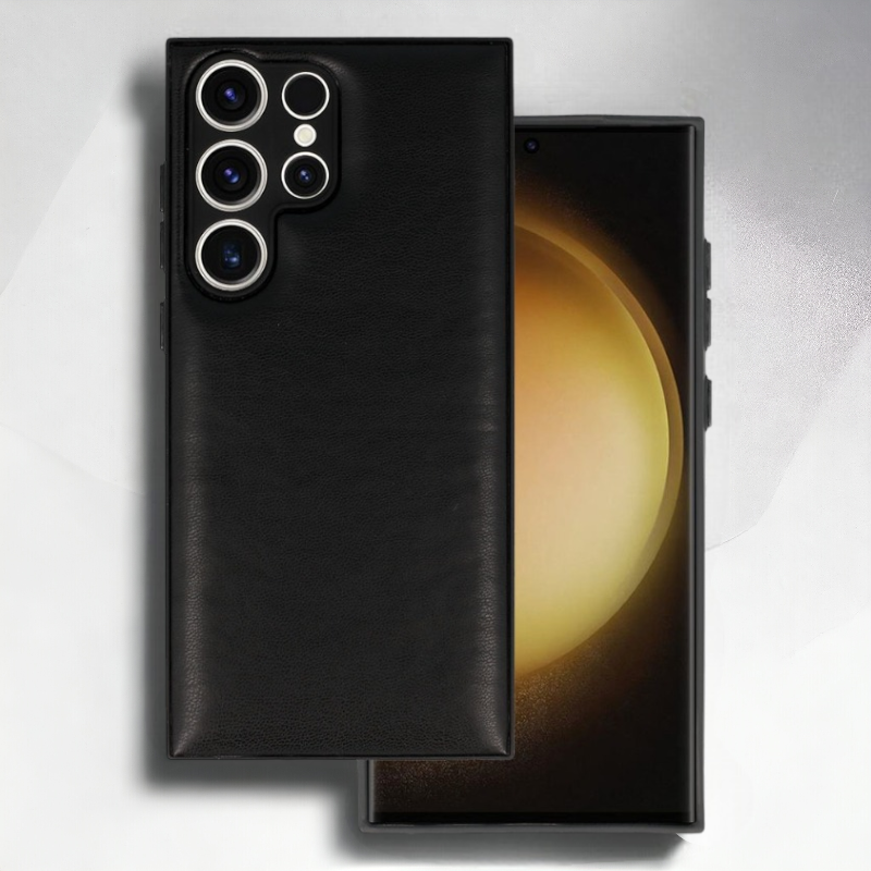 Silikonski ovitek "Smooth Leather 3D" za Samsung Galaxy S23 Ultra - črna – Infostyle – Črna / PU usnje + PC