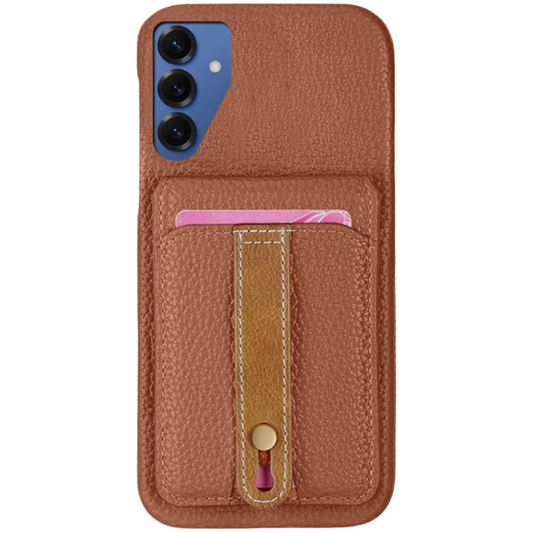 Leather Case for Samsung Galaxy S25 Plus – Card Holder, Brown