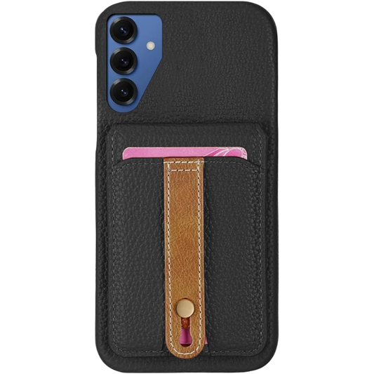 Usnjen ovitek za Samsung Galaxy S25 Plus – Držalo za kartice, Črna