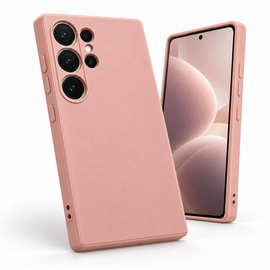 ElestBela silikonski ovitek za Samsung Galaxy S24 Ultra – ultra tanek zaščitni ovitek z mikrovlakni (roza)