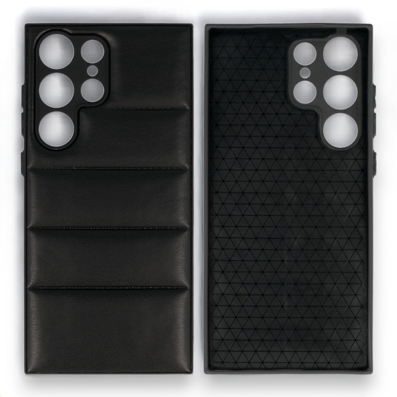 Silikonski ovitek "Striped Leather 3D" za Samsung Galaxy S23 Ultra - črna – Infostyle