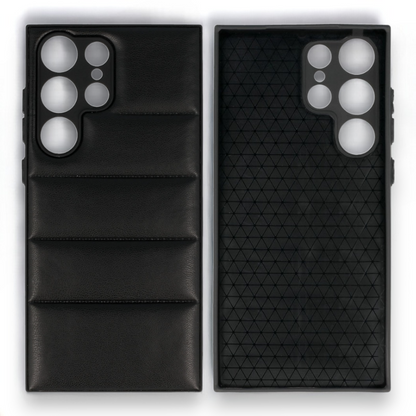 Silikonski ovitek "Striped Leather 3D" za Samsung Galaxy S23 Ultra - črna – Infostyle