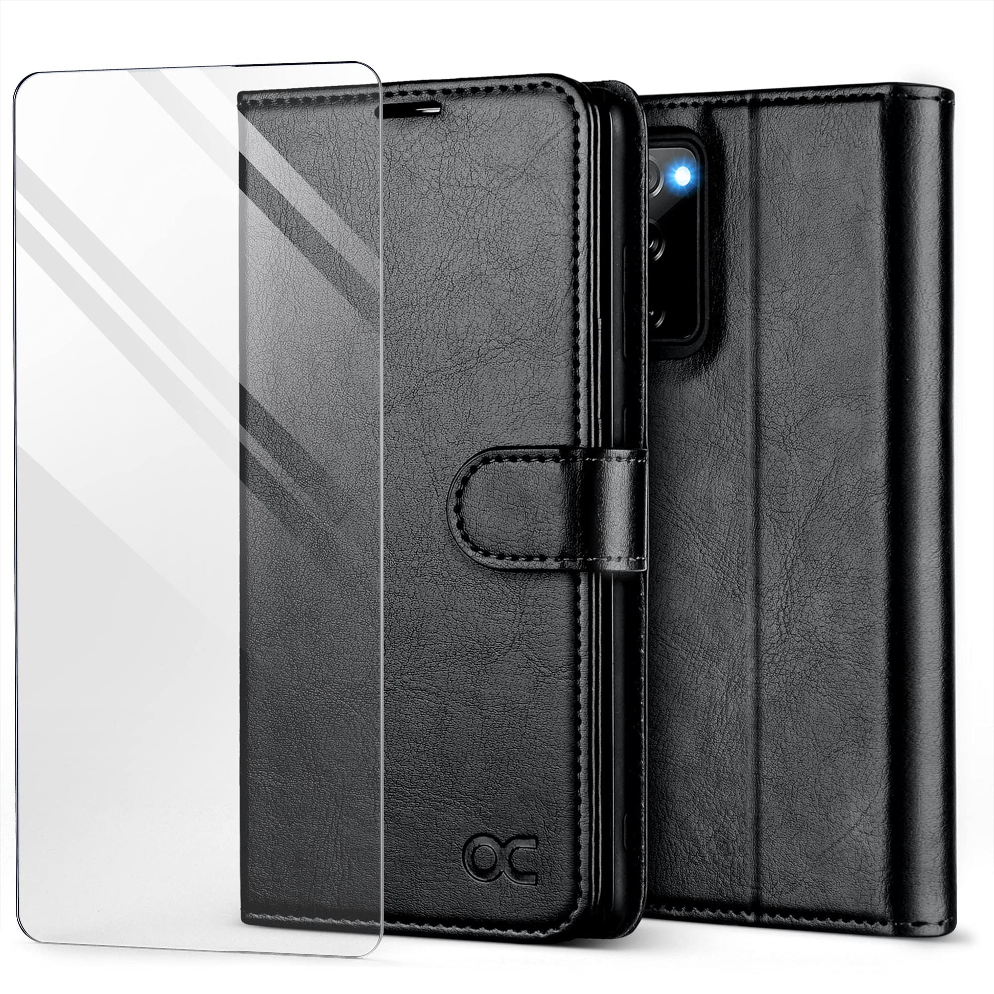 OCASE preklopna torbica Samsung Galaxy S20 FE črna z zaščitnim steklom