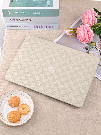Zaščitni Ovitek za Apple MacBook Air 13,6 M2/M3 A3113 A2681 – PVC Usnje Tartan z Zaščito Tipkovnice Bež