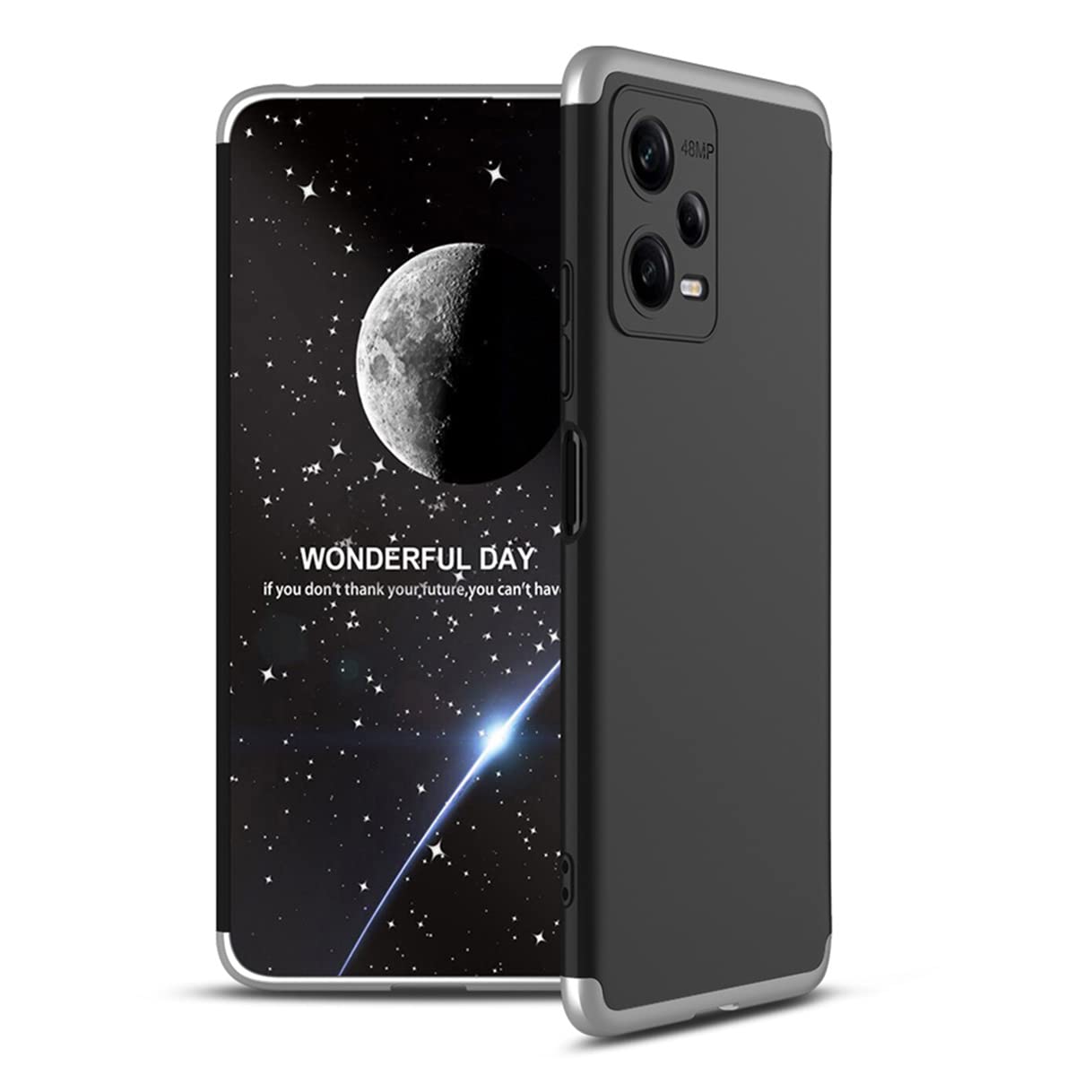 HAOYE ovitek za Xiaomi Redmi Note 12 Pro – mat TPU + PC zaščitni ovitek proti udarcem, svilnat občutek, srebrno-črna