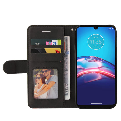 Preklopna torbica za Motorola Moto E 2020 iz umetnega usnja – črna
