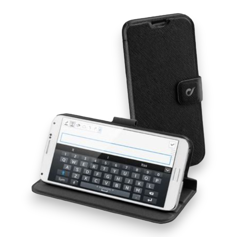 Preklopna torbica "Vision Slim" za Samsung Galaxy Note 4 – Cellularline – Črna / Umetno usnje + TPU silikon