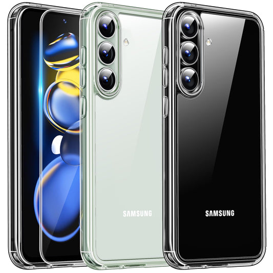 TAURI ovitek za Samsung Galaxy S24 FE prozorna z dvema zaščitnima stekloma