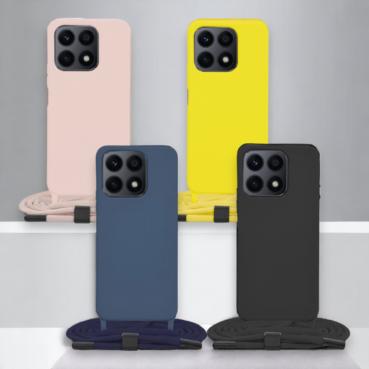 Silikonski ovitek "Crossbody Lanyard" za Honor X8a – Techsuit – Svetlo roza / TPU silikon