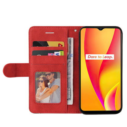 Preklopna torbica Oppo Realme C15 / C12 / C25 s režami za kartice rdeča