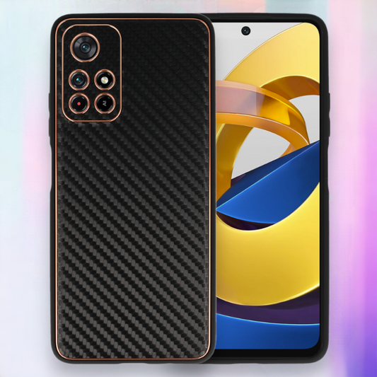 Ovitek "Leather Carbon" za Xiaomi Poco M4 Pro 5G – Tel Protect – Črna / PU usnje + PC