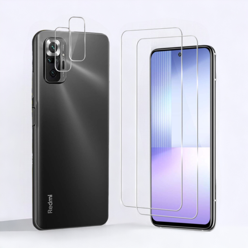 Komplet - kaljeno zaščitno steklo za zaslon + zaščita za kamero za Xiaomi Redmi Note 10 Pro – Infostyle