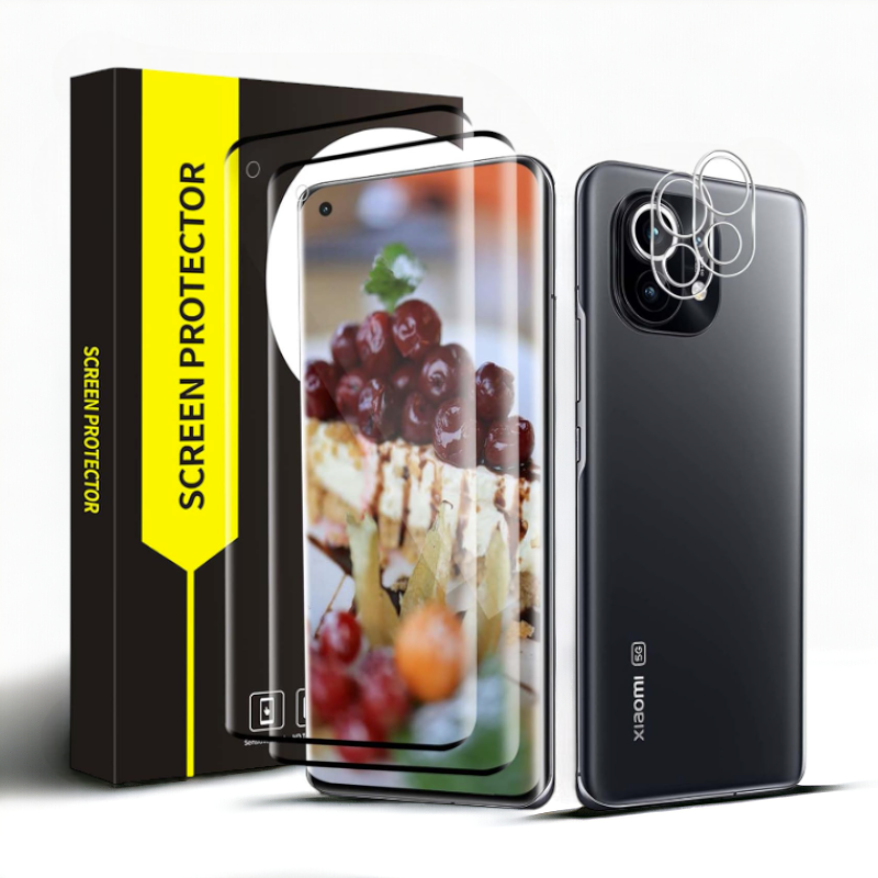 Komplet - kaljeno zaščitno steklo za zaslon + zaščita za kamero za Xiaomi Mi 11 5G – Infostyle