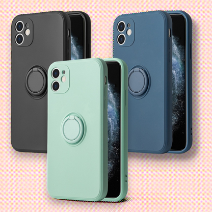 Silikonski ovitek "Silicone Ring" z držalom za Xiaomi Redmi Note 10 – Vennus – Črna / TPU silikon
