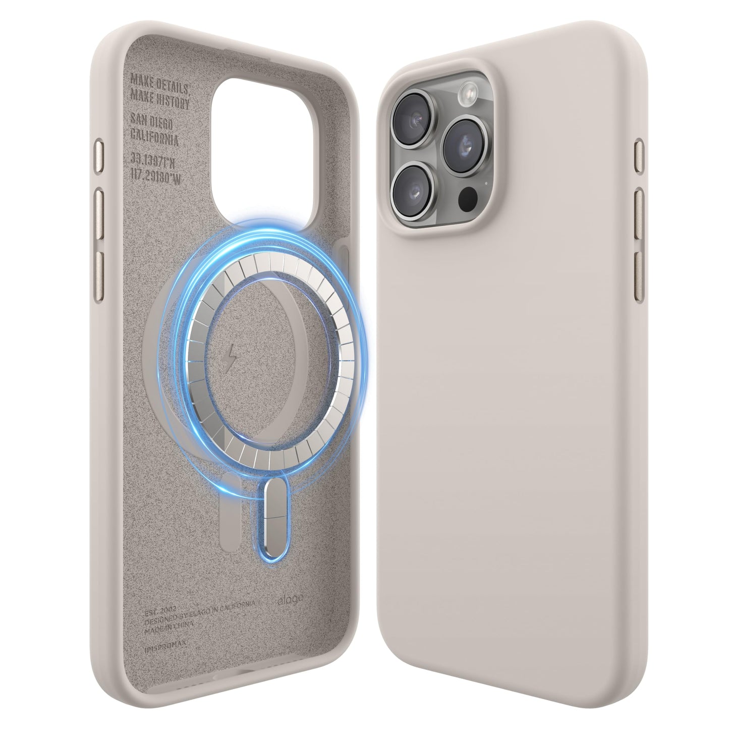 Elago MagSafe silikonski ovitek za iPhone 15 Pro Max kamnit