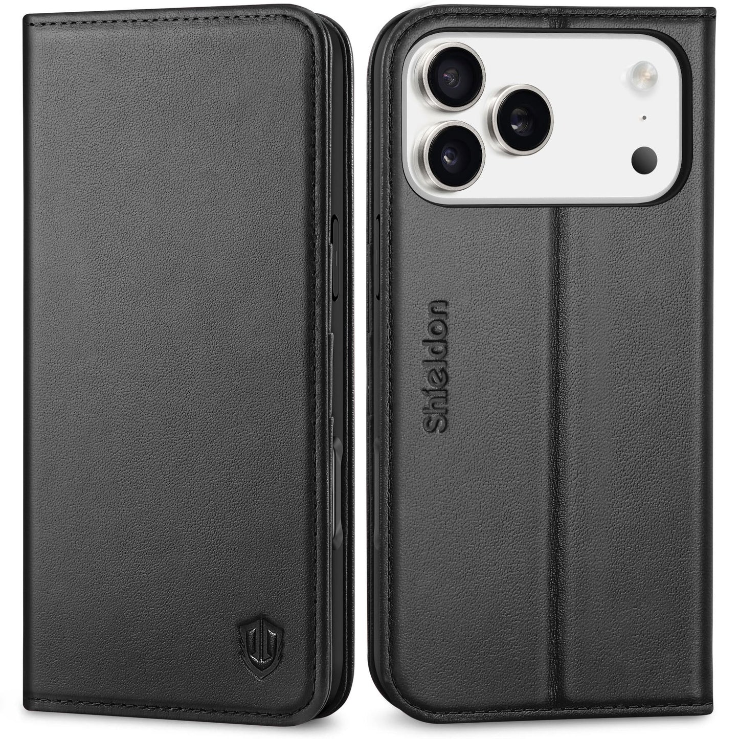 SHIELDON-usnjena-denarnica-za-iPhone-17-Pro-Max-6-9-2025-RFID-magnet-črna:SHIELDON usnjena denarnica za iPhone 17 Pro Max 6,9" (2025) – RFID, magnet, črna