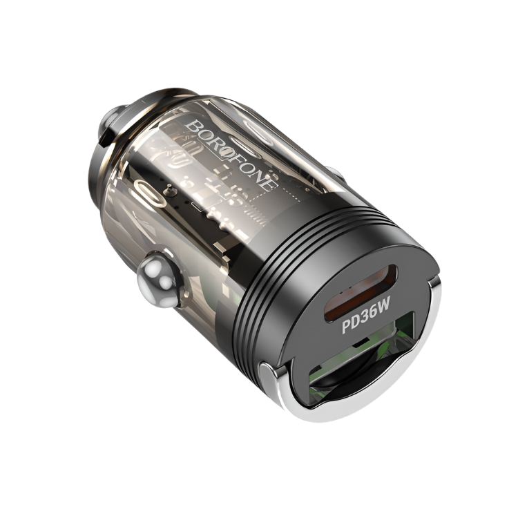Avto polnilec USB + Type C 36W – Borofone – Prozorna