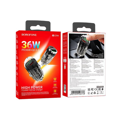 Avto polnilec USB + Type C 36W – Borofone