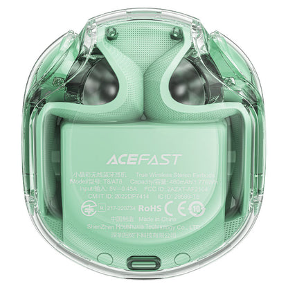 ACEFAST T8 Crystal TWS brezžične slušalke – LED zaslon, AI ENC, BT 5.3 - bela