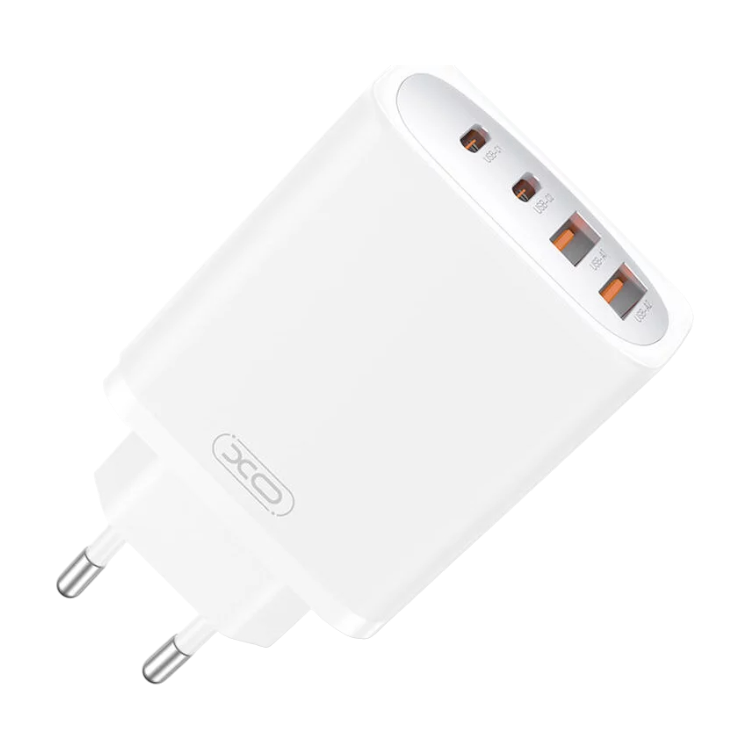 Stenski polnilnik "XO CE22" 2x USB-C 2x USB, 45W – Bela