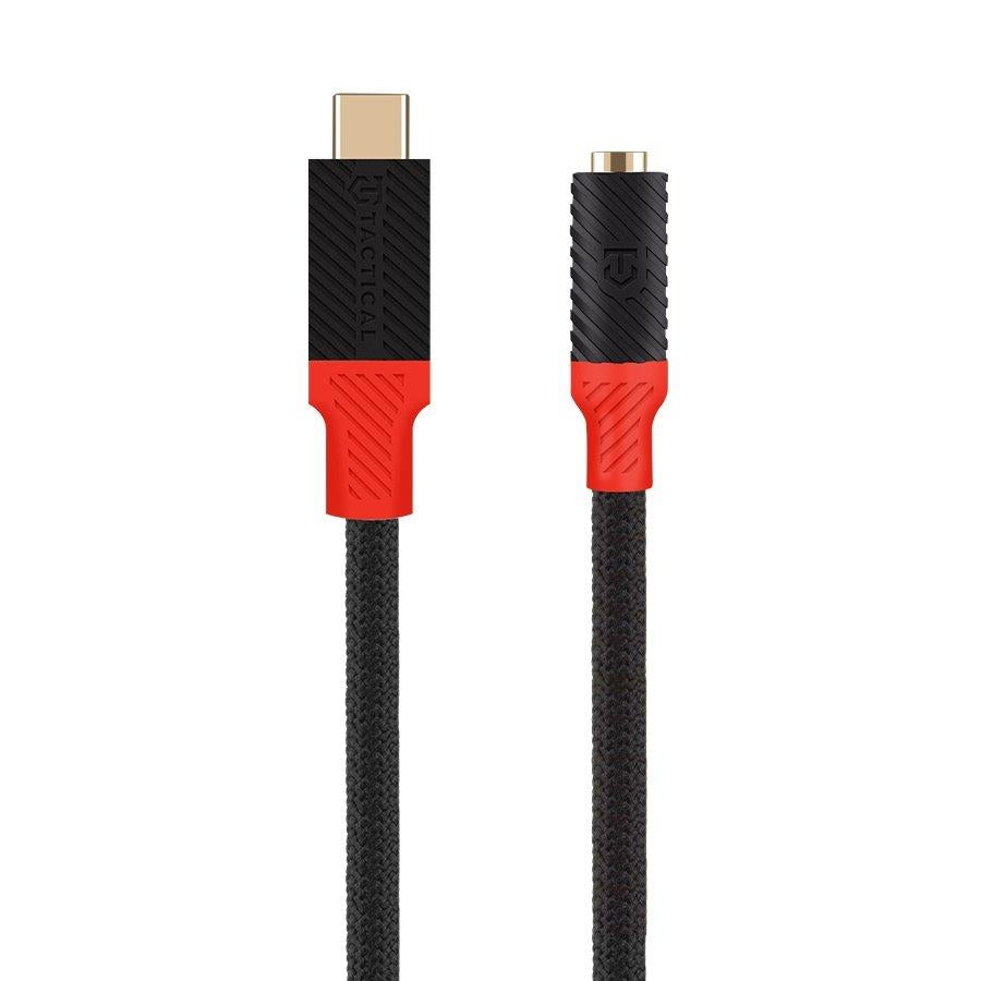 Tactical Pin4Fun USB-C na 3,5 mm Jack adapter – 0,1 m, črno/rdeča