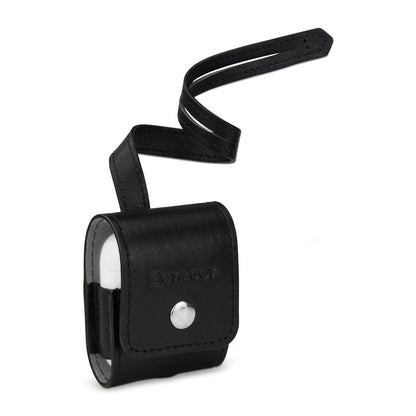 StilGut Leather Case for AirPods with Leather Strap - Black