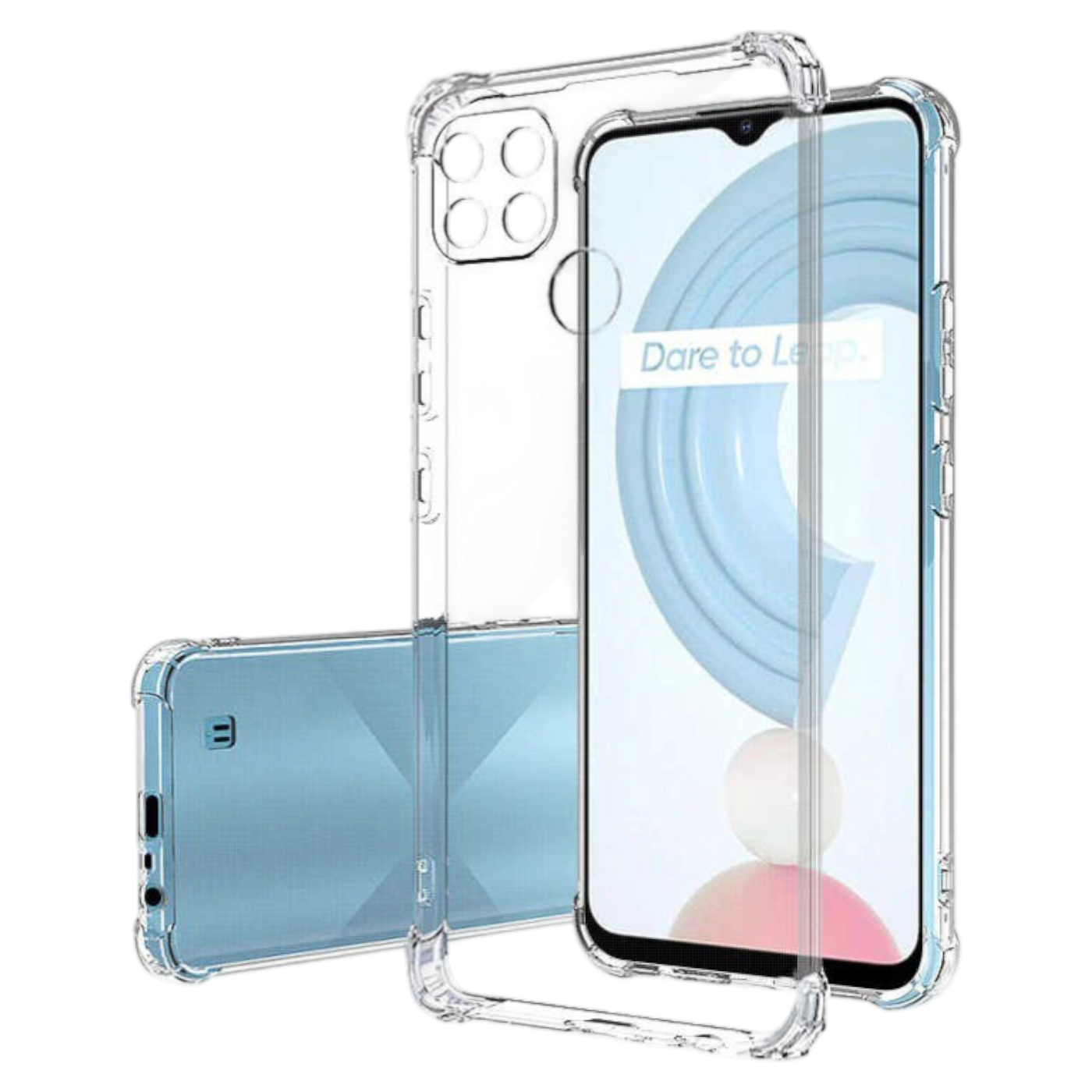 Antishock prozoren ovitek in zaščitno steklo za Realme C25Y in Realme C21Y