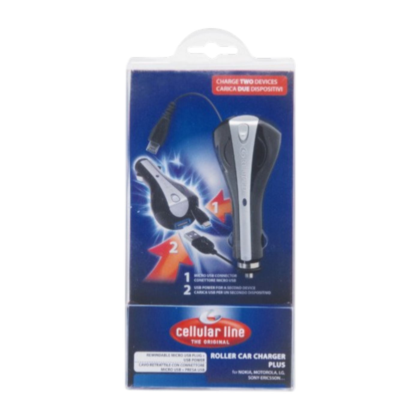 Avto polnilec z Micro USB kablom in USB‑A vhodom – polnjenje telefona v avtomobilu
