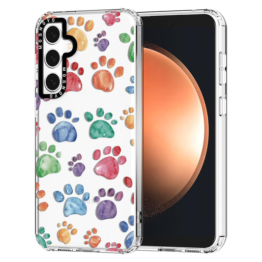 Ovitek MOSNOVO za Samsung Galaxy S23 FE Colorful Paw Print, pisan motiv tačk z zaščito pred poškodbami