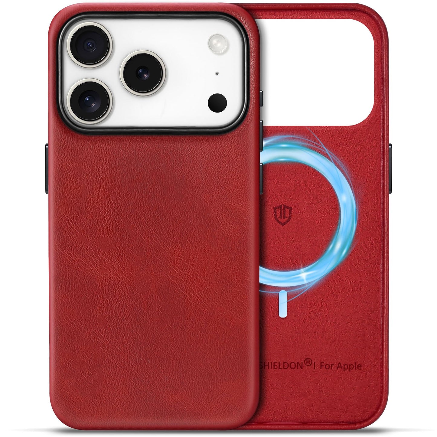 SHIELDON-usnjen-ovitek-za-iPhone-17-Pro-6-3-MagSafe-retro-rdeč:SHIELDON usnjen ovitek za iPhone 17 Pro (6,3") – MagSafe, retro rdeč
