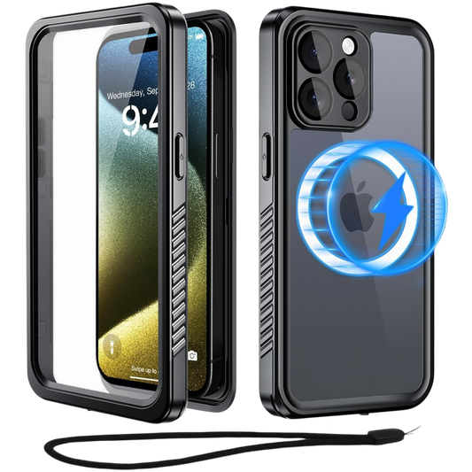 Beeasy vodoodporen MagSafe ovitek 360 za iPhone 15 Pro Max črn IP68 zaščita pred vodo prahom in udarci