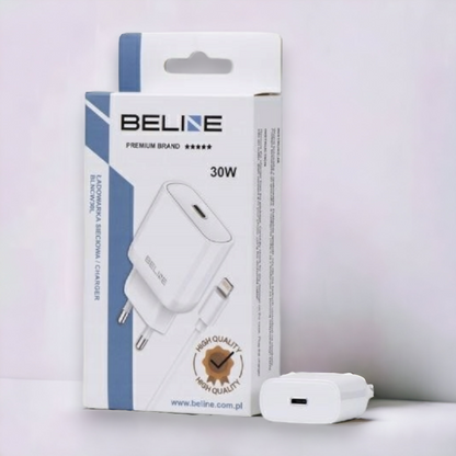 Komplet polnilec + kabel za hitro polnjenje Lightning - 30W – Beline – Črna