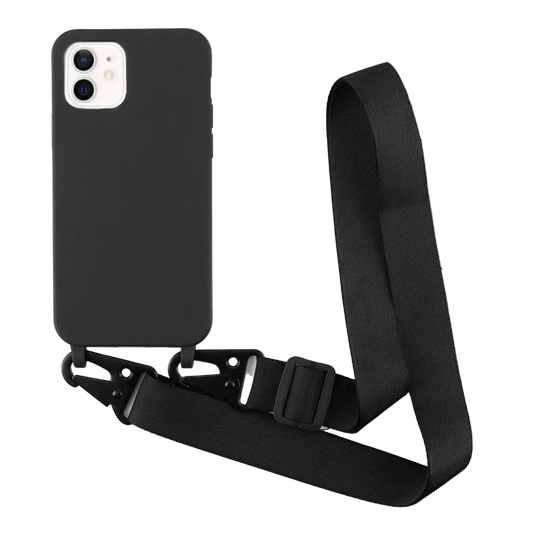 Silikonski ovitek Bigcousin s trakom za iPhone 12 Mini – črna